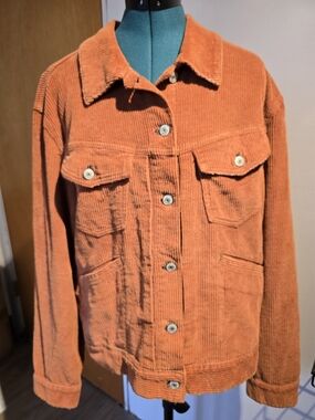 Free People Rust Orange Corduroy Jacket Sz Large Womens